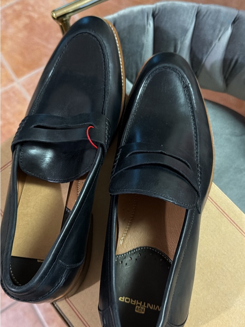 Black Leather Penny Loafers for Men - Classic Dress Slip-Ons